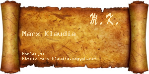 Marx Klaudia névjegykártya